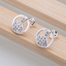 Silver Plated  earrings , Silver Plated fashion jewelry , inlaid rounded shiny /chvakzca dzdamqka LQ-E382 2024 - buy cheap