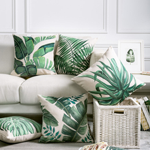 Capa de almofada tropical, folha verde de palmeira tropical, teloea monstera, ceroman, capa de almofada decorativa para casa, 45x45cm 2024 - compre barato