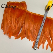 2 метра 20-25 см оранжевый петух хвост отделка Coque отделка из перьев/ленты для ремесла платье юбка карнавальные костюмы Шлейфы 8-10 дюймов 2024 - купить недорого