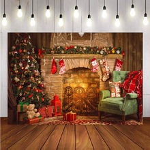 Фон для фотосъемки Рождественский Подарок детская Рождественская елка носок камин Декор фотосессия Фотостудия 2024 - купить недорого