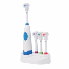 Bateria portátil operado conjunto escova de dentes elétrica 1 adulto + 3 cabeças escova ultra sônica escova de dentes elétrica rotativa 2024 - compre barato
