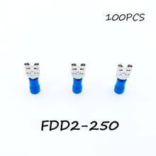 Insulated Female Disconnector FDD2-250 100PCS/Pack Blue Spade Quick Electrical Connector Crimp Wire Terminal AWG Terminator 2024 - buy cheap