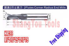 2pcs 10mm hrc55 R1*D10*25*D10*75 2 Flutes Milling tools Mill cutter  Corner Radius End Mill CNC router bits 2024 - buy cheap