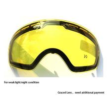 GOG-201 Lens Yellow Graced Magnetic Lens For Ski Goggles Anti-fog UV400 Spherical Ski Glasses Night Skiing Lens 2024 - buy cheap