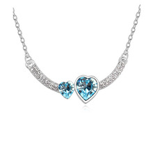 Wholesale Austrian Crystal Jewelry Double Crystal Heart Pendant Necklace Full Of Rhinestone For Women Engagement Jewelry 2024 - buy cheap