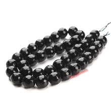Free Shipping Natural Stone Faceted Black Onyx Agat Round Loose Beads 16" Strand 6 8 10 12MM Pick Size For Jewelry 2024 - buy cheap