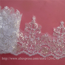 3Yards European Sequin Applique Lace Wedding Trim Dress DIY Manual Accessories Car Bone 18cm LW0195 2024 - buy cheap