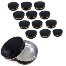 12pçs caixa de estanho de alumínio preto, pote de amostra de lata para chá, caixa de presente de arte de unha, recipiente de bálsamo labial, jarra de chá com tampa parafuso, organizador de armazenamento de especiarias 2024 - compre barato