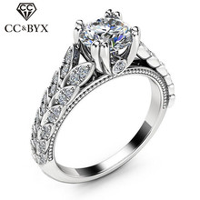 CC винтажные кольца для женщин, листья, кубический цирконий, круглый камень, свадебные украшения, обручальное элегантное кольцо, бижутерия CC2089 2024 - купить недорого