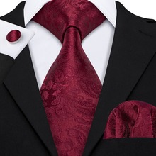 Corbata de LS-5068 de seda para hombre, corbatas de Cachemira roja tejidas de Jacquard, de 100%, para boda, negocios, fiesta, envío directo 2024 - compra barato