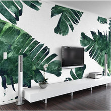 Wellyu sudeste asiático planta folha de banana plana fundo parede personalizado grande mural verde papel de parede de quarto 2024 - compre barato