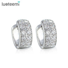 LUOTEEMI Brand Unique Love Round Shaped Loop with Tiny Zircon Stud Earrings High Quality CZ Ear Clip Factroy Wholesale 2024 - buy cheap