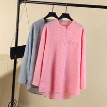 C1 Spring Casual Women Shirts 4XL Plus Size Clothes Cotton Tops Fashion Long Sleeve vertical stripes Blouses 1015 2024 - buy cheap