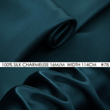 100% SILK CHARMEUSE SATIN 16mommes Width 45"-114cm 100% Pure Satin Fabric Manufacturer Fashion Fabric Sewing Teal Blue NO 78 2024 - buy cheap