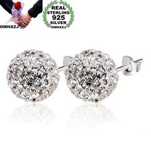 Hxomzj brincos modernos para meninas, brincos de prata esterlina 925 para festa de casamento, bolas de zircônia, ea87 2024 - compre barato