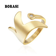 Женские кольца BORASI Crown, модные кольца из нержавеющей стали, свадебные ювелирные изделия с фианитом, женские кольца, ювелирные изделия для помолвки 2024 - купить недорого