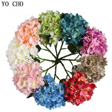 Ramo de flores artificiales grandes de hortensia, flores de seda de alta calidad para decoración del hogar, boda, fiesta, jardín, flores falsas, YO CHO 2024 - compra barato