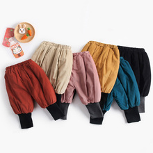 Теплые детские брюки, длинные хлопковые зимние брюки для малышей, повседневные свободные брюки для новорожденных, брюки с цветочным рисунком 2024 - купить недорого