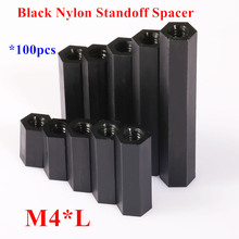 100pcs M4*6/8/10/12/15/20/25/30mm female female Black Nylon Hex Standoff Spacers plastic spacing screws Long Hex nuts 2024 - buy cheap