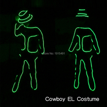 Traje de dança de festa luminoso, de alta qualidade, fio el, luzes de led no escuro, roupas de cowboy neon, design, luzes para festas 2024 - compre barato