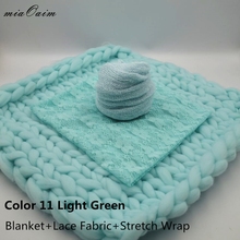 Handmade Blanket+Lace Fabric+Knit Stretch Wrap Full Set for Newborn Baby Photography Props Receiving Blankets Basket Filling 2024 - buy cheap
