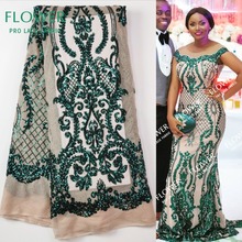 Rendas verdes estilo nigeriano, tecidos de alta qualidade, tule africano, vestido de casamento, material de renda francesa, 5 jardas/lote, 2019 2024 - compre barato