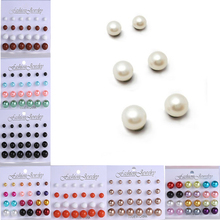 Rinhoo 12 pairs Mix Size colors Pearl Stud Earring Simulated Pearl Earrings For Women Jewelry Bijoux Brincos Pendientes Mujer 2024 - buy cheap