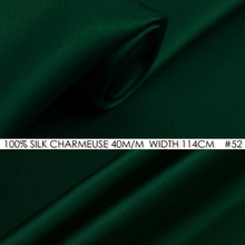 SILK CHARMEUSE SATIN 114cm width 40momme/100% Pure Silk Fabric Meter Heavy Silk 172g/m2 Silk Suit Sewing Material DarkGreenNO 52 2024 - buy cheap