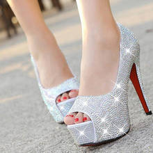 Womens wedding shoes Peep Toe High heels Bride shoes woman 11cm/14cm heel Fish toe Pumps shallow Pumps platform shoes 2024 - buy cheap
