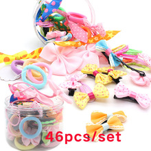 46pcs/Lot Gift Box Packed kids Girls Cute Cartoon Elastic Hair Bands Headwear Scrunchies Rubber Bands Headbands Hair Accessories 2024 - buy cheap