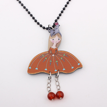 Bonsny pingente e colar feminino de anjo, novo colar colorido para meninas, figura fofa de acrílico, jóias, asas de fada, 2014 2024 - compre barato