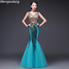 Robe de soiree Lace V-Neck Beaded Sequin Long reflective dress Mermaid Evening Dresses vestido de festa prom party dresses 2024 - buy cheap
