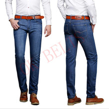 Для мужчин Джинсы для женщин Бизнес Повседневное тонкие летние прямые Slim Fit синие джинсы стрейч джинсовые штаны Мотобрюки классический ковбои молодой человек 816 2024 - купить недорого