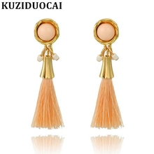 Kuziduocai New ! Fashion Fine Jewelry Copper Alloy Cotton Thread Concise Elegant Tassel Stud Earrings For Women Girl Gift E-1021 2024 - buy cheap