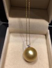Collar con colgante de perla de oro del Mar del Sur, joyería noble de 14-15mm, cadena de 18k 2024 - compra barato