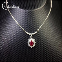Real natural blood red ruby pendant for wedding 0.5 ct ruby silver pendant solid 925 silver ruby jewelry 2024 - buy cheap