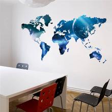 Настенные 3d наклейки с изображением синего космоса, карты мира, для офиса, кабинета, гостиной, украшение для дома, роспись «сделай сам», художественные настенные наклейки из ПВХ 2024 - купить недорого