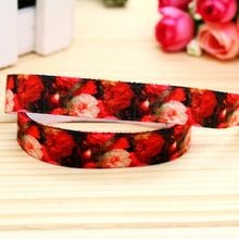 5/8'' Free shipping Fold Elastic FOE peonies printed headband headwear hairband diy decoration wholesale OEM P5465 2024 - buy cheap