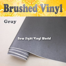 High Quality Brushed Metallic Grey Vinyl Wrap Brushed Gray Car Wrap Air Bubble Free Size:1.52*30M/Roll 2024 - buy cheap