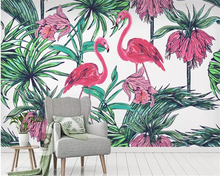 Beibehang Custom wallpaper flamingo Banana leaf tropical rainforest modern abstract art wall painting living room 3d wallpaper 2024 - buy cheap