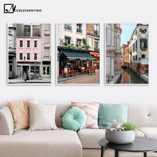 Venice France New York House Architecture Retro Poster Wall Art Canvas Print Building Landscape Picture Painting Nordic Decor 2024 - buy cheap