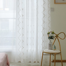 New Designed White Stripes Window Treatments Tulle Curtains for Living Room Yarn Embroidery Sheer Curtain Bedroom Screens 2024 - buy cheap