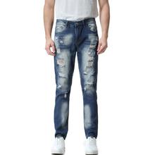 Горячая новинка 2020 Брендовые мужские модные джинсы мужские деловые повседневные Стрейчевые тонкие мужские рваные джинсы классические брюки джинсовые брюки 2024 - купить недорого