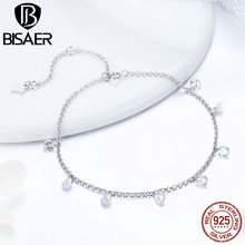 Bisaer 925 corrente de prata esterlina, pulseiras simples geométricas femininas de prata, 925, joia ecb103 2024 - compre barato