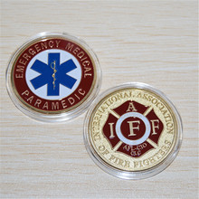 50 pçs/lote dhl Frete Grátis, Emergência Médica Paramédico/IAFF-Fogo Challenge Coin 2024 - compre barato