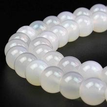 Wholesale Natural Stone White Agates Beads Gem Round Loose 15" Strand 4 6 8 10 12 14MM Beads For Jewelry Making DIY Bracelets 2024 - buy cheap