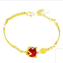 Латунь золотой цвет красный драгоценный камень лиса браслет Вьетнам песок золотые украшения лисы 2024 - купить недорого