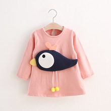 Vestido informal de algodón con diseño de pájaro grande para niñas, ropa de terciopelo para cumpleaños, otoño e invierno, 2021 2024 - compra barato