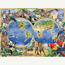 5D DIY Алмазная картина с изображением животных карта мира полное рукоделие вышивка крестиком круглые стразы мозаика наборы домашний декор 2024 - купить недорого