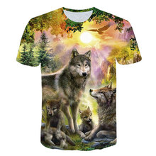 Novelty 3D Men's wolf T shirt Cool wolf Printed t shirts summer Casual 3D Short Sleeve glow in the dark T-shirts good quality 2024 - buy cheap